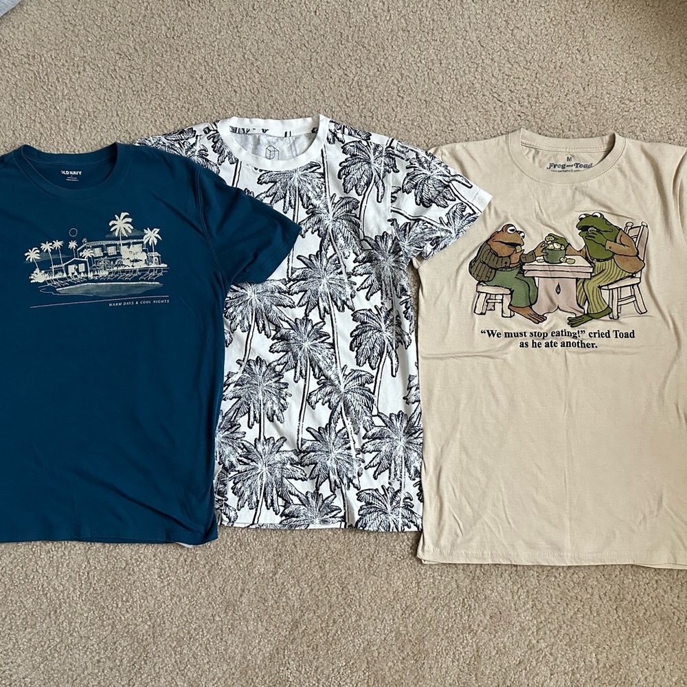 Old Navy Men's Short Sleeve Tees - Blue, White, Tan